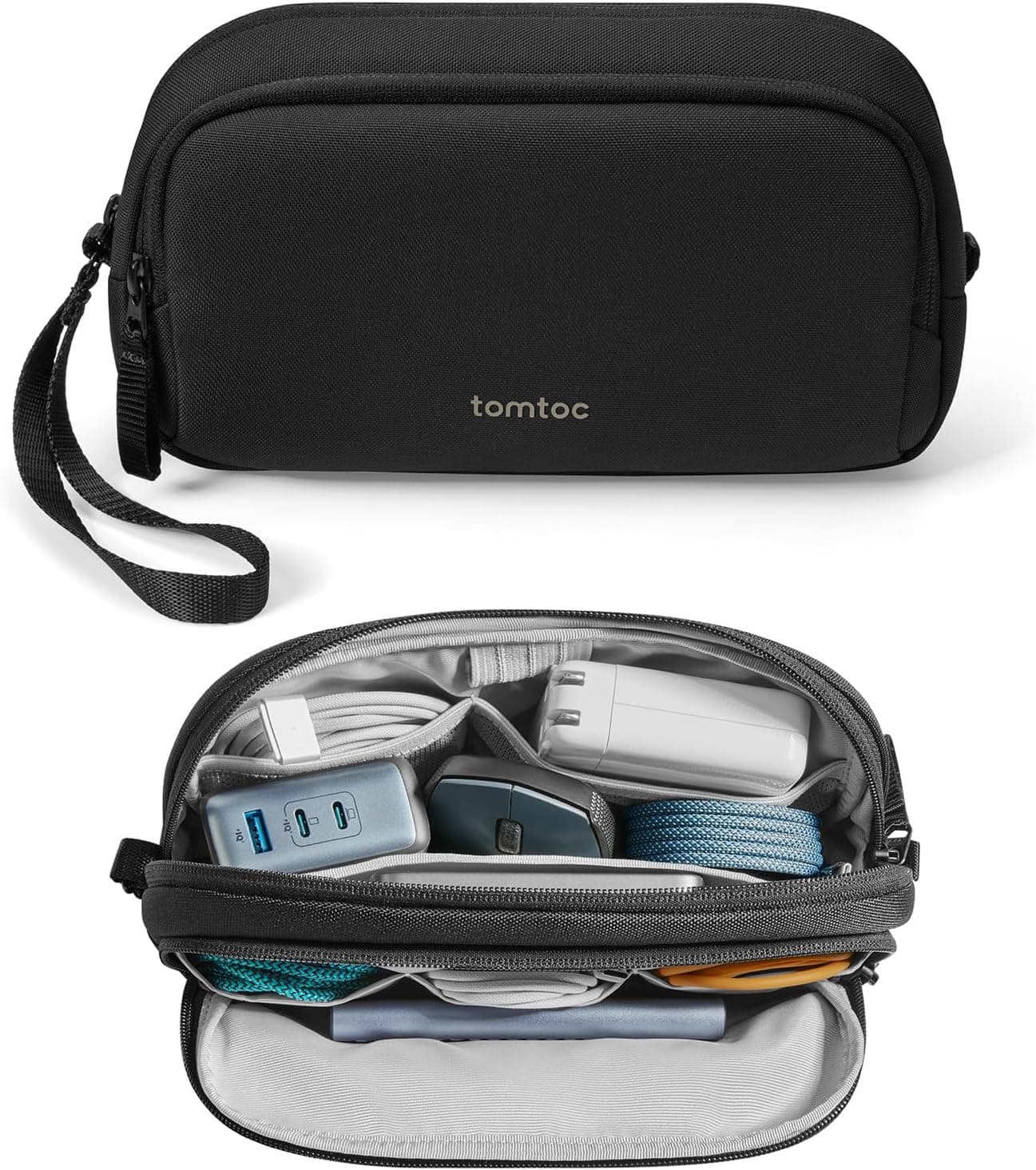 tomtoc dual compartment tech pouch